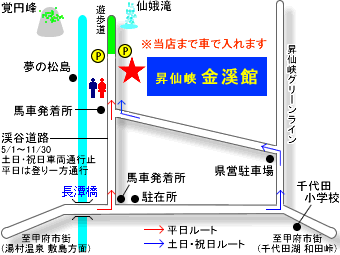 昇仙峡 金渓館の地図
